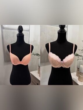 2-Pack VS Dream Angels Lined / VS Lace Lightly Lined Demi Bras 34D